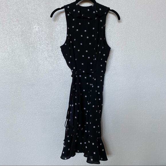 Lulu's Nightlife Black Polka Dot Wrap Dress Size Medium - Picture 12 of 12